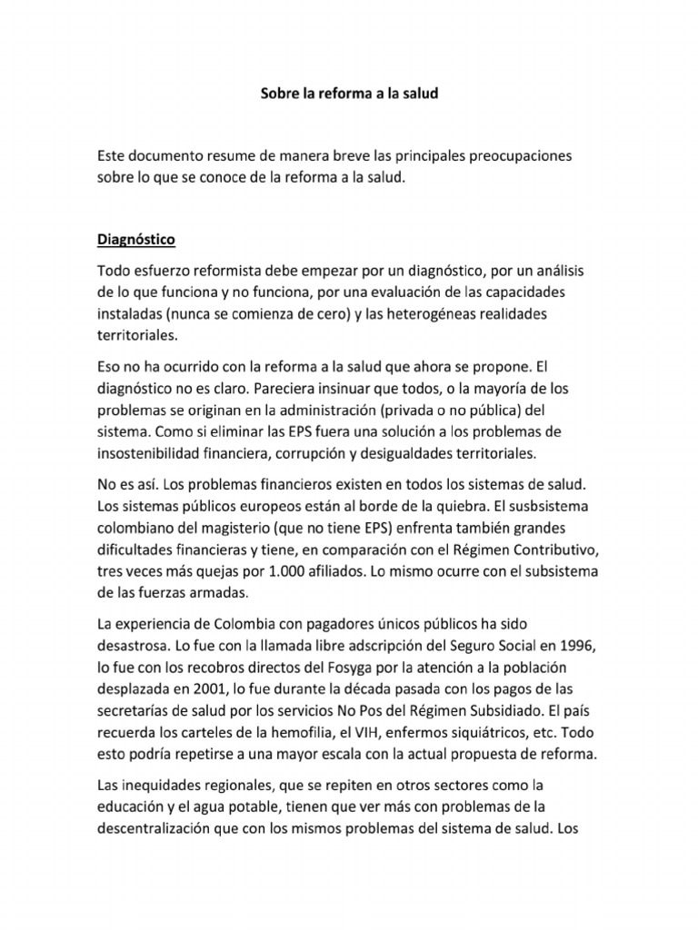 Sobre La Reforma A La Salud | PDF