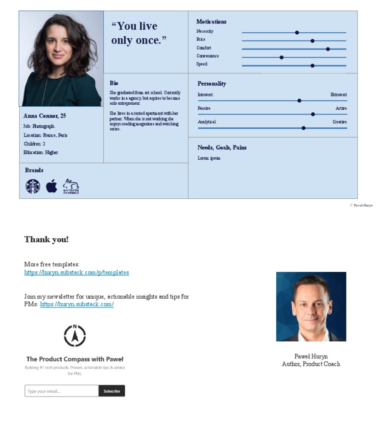 (PM) User Persona by Pawel Huryn | PDF