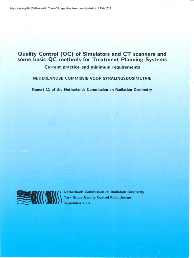 NCS Report on QC for Simulators & CT Scanners | PDF | Ct Scan ...