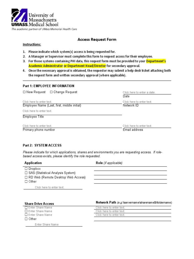 Requesting Access: A Guide to Completing the Access Request Form | PDF