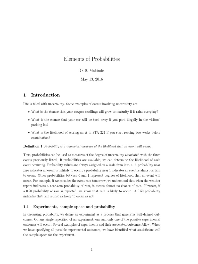 Elements Of Probability Pdf Probability Distribution Poisson