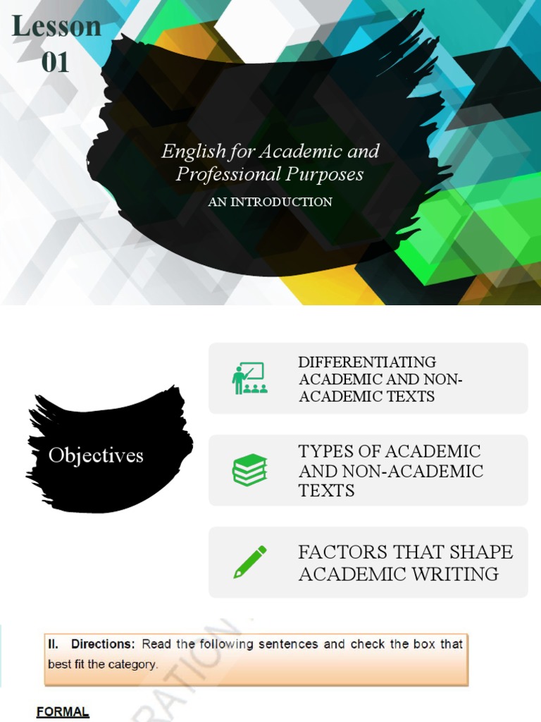 English For Academic and Professional Purposes Lesson 1 | PDF | Thesis ...