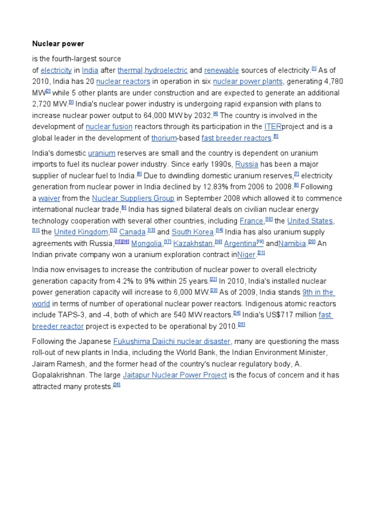 India's Nuclear Power Expansion Overview | PDF | Nuclear Reactor ...