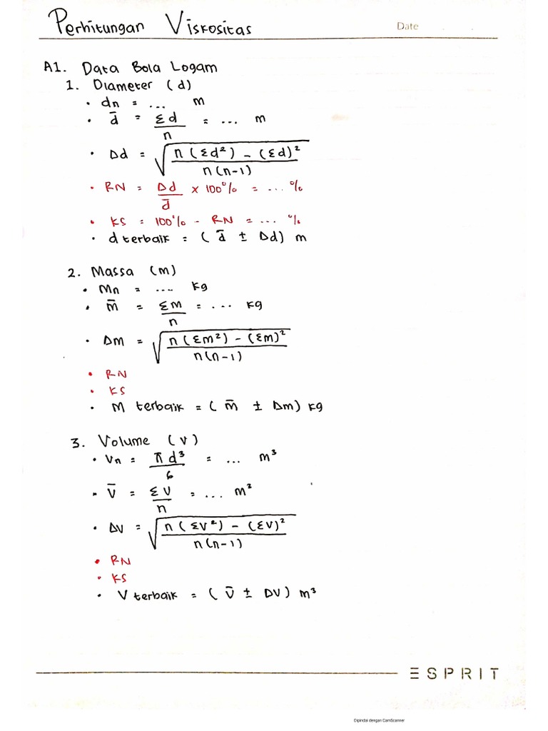 Rumus Perhitungan Viskositas | PDF