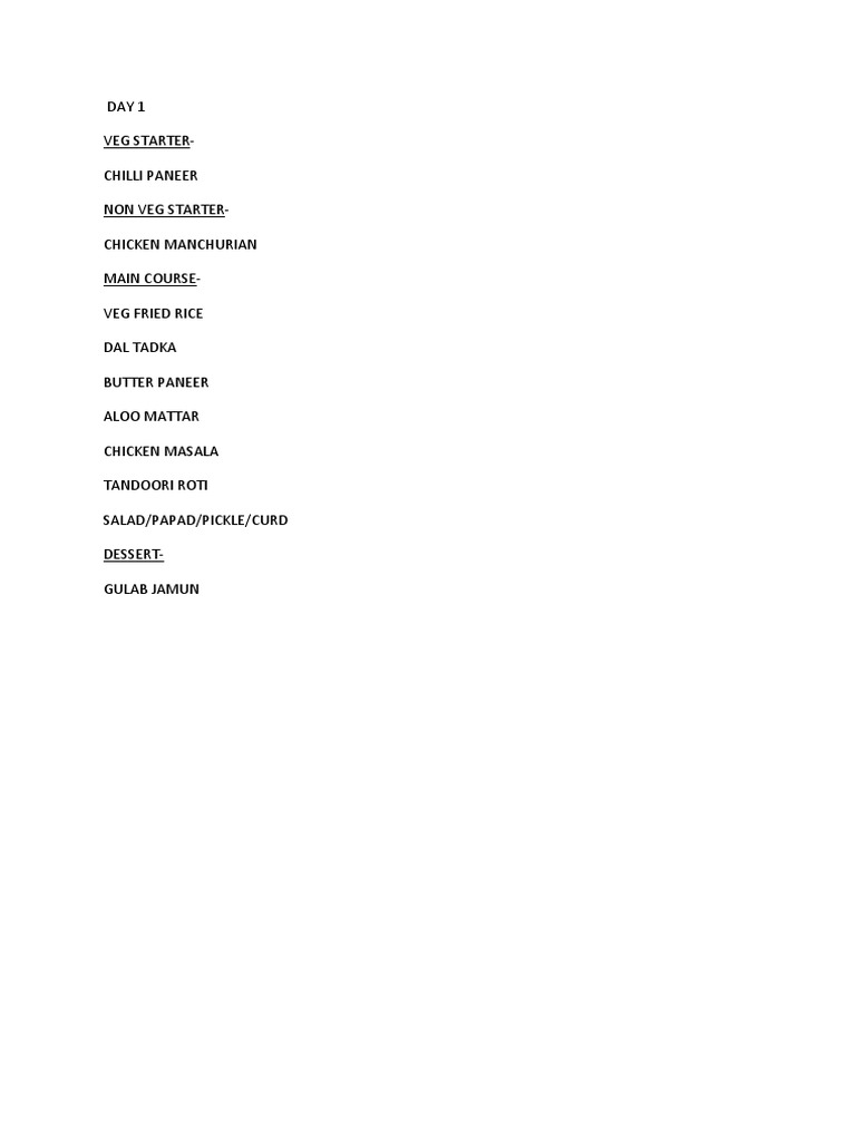 Daily Dinner Buffet Menu | PDF | Cooking, Food & Wine | Wellness