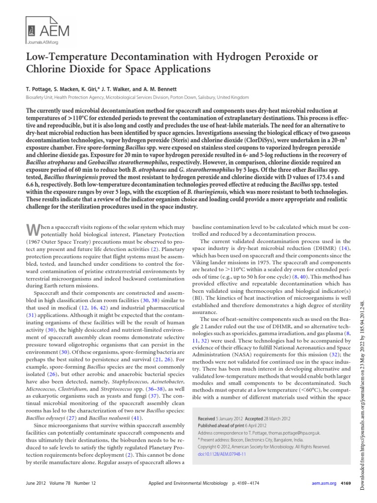 Chlorine Dioxide Low Temperature Sterilization Bacillus Artropheus