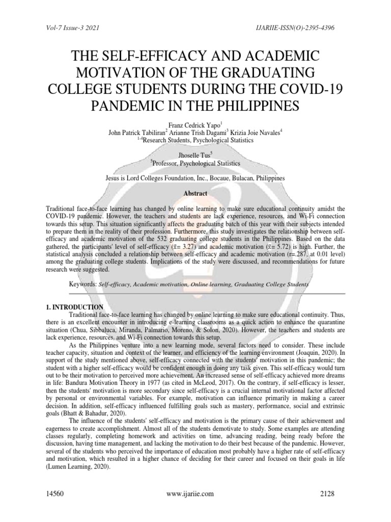 Self-Efficacy and Motivation in Students | PDF | Self Efficacy ...