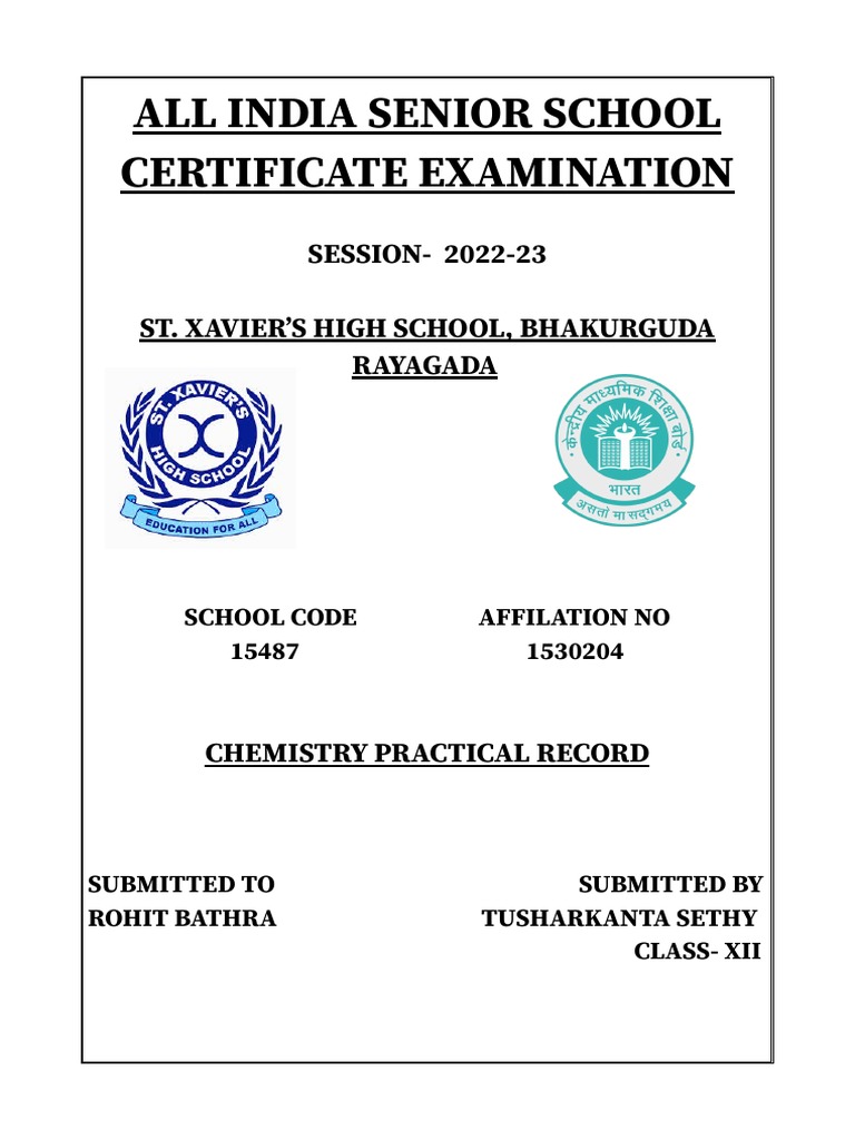 Chemistry Practical Record PDF