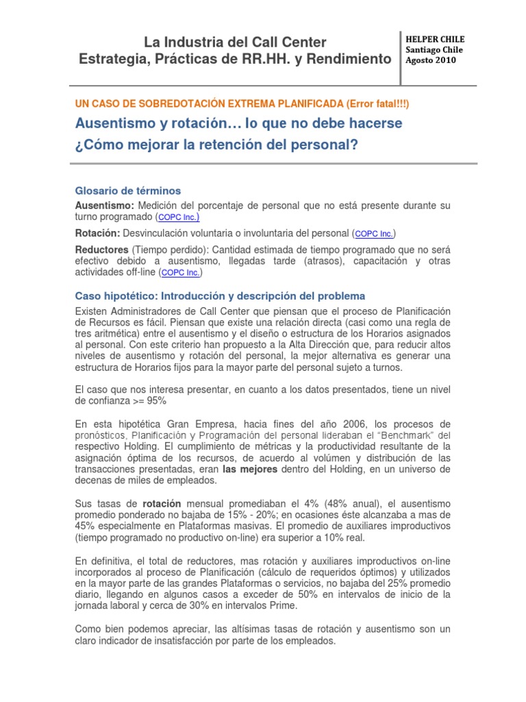 El índice de rotación de personal en un call center - Omnia WFM