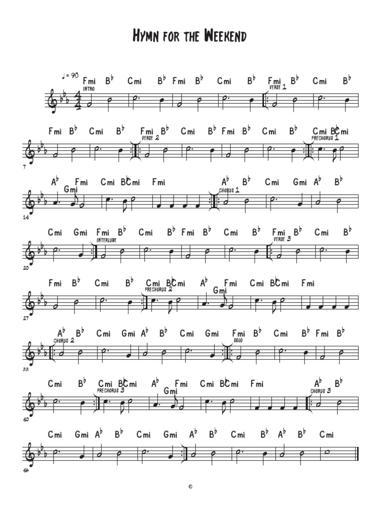 Hymn For The Weekend - Acoustic Guitar | PDF