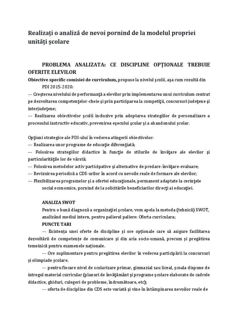 Analiza Nevoi | PDF