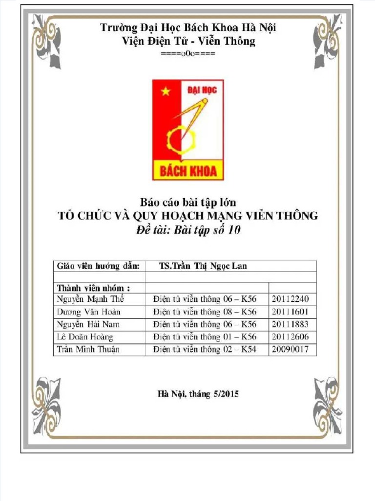 Pdf bao cao bai tap lon to chuc quy hoach mang vien thong mentor