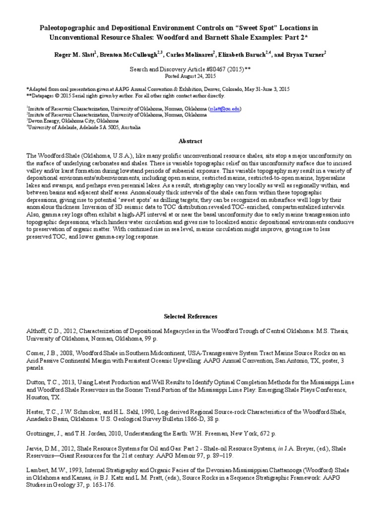 Paleotopographic and depositional environment controls on sweet spot