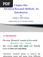 Chapter 1 - Advanced Research Methods Introduction