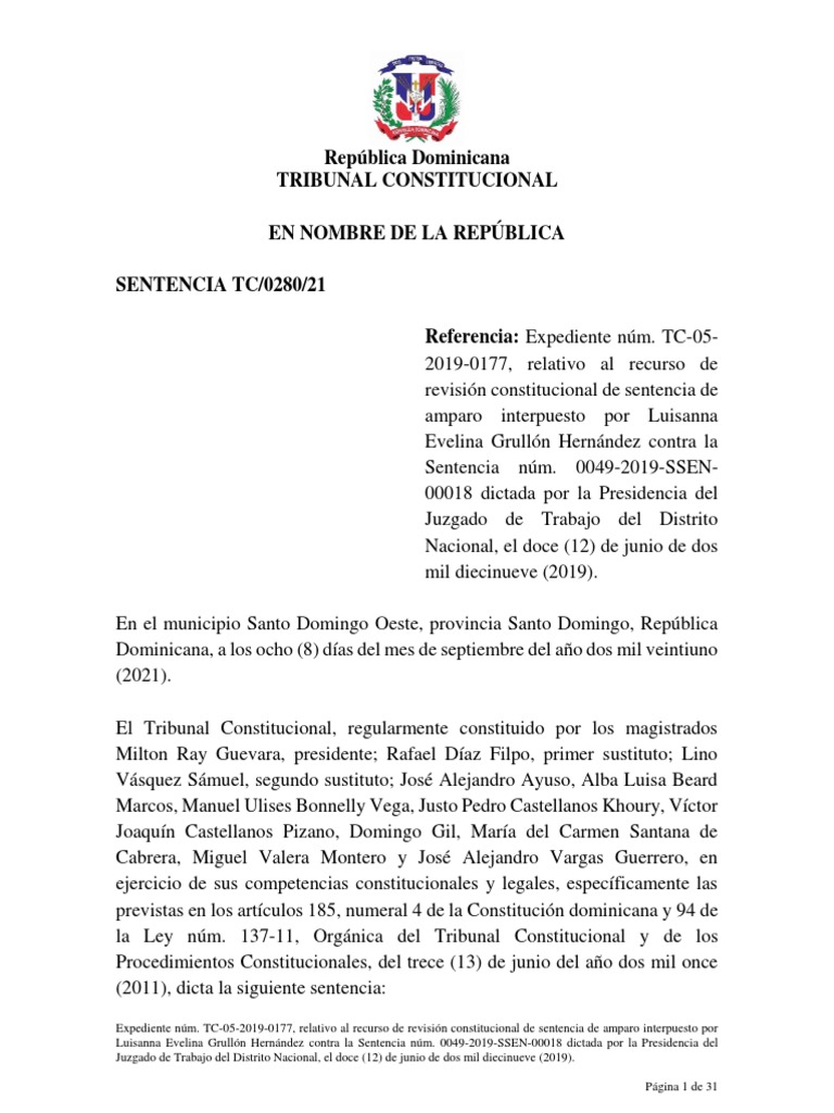 SENTENCIA TC Libertad de Trabajo | PDF | Sentencia (ley) | Constitución