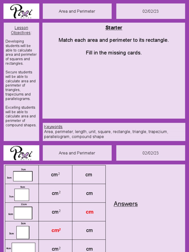 Area and perimeter using formulae pixipp grade6 pdf area rectangle