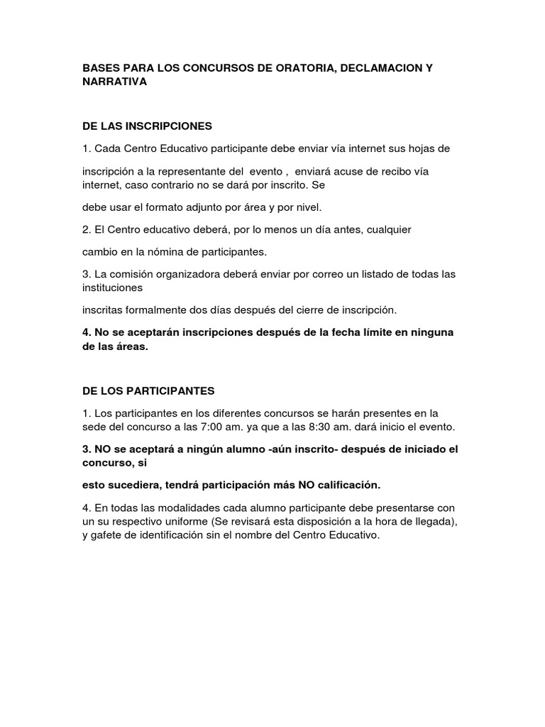 Bases del Concurso de Oratoria 2023 | PDF