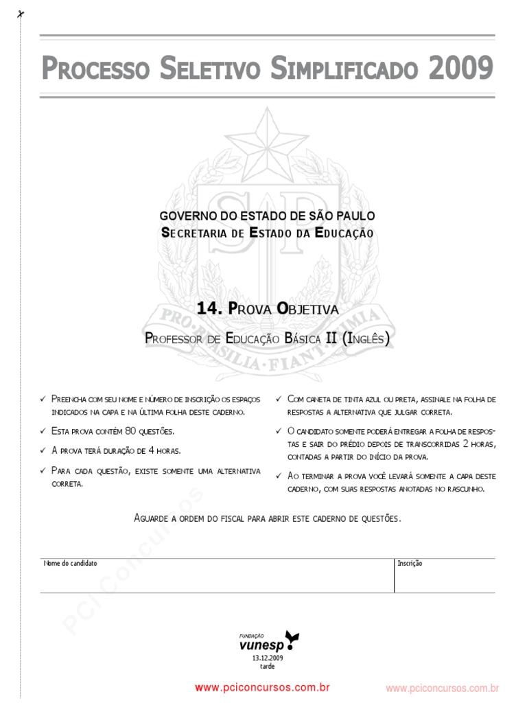 Prova Objetiva PEB II - Educação Básica | PDF | Aprendizado | Escolas