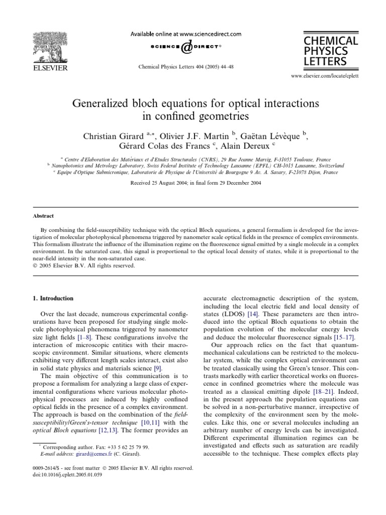 Girard - Generalized Bloch Equations For Optical Interactions in ...