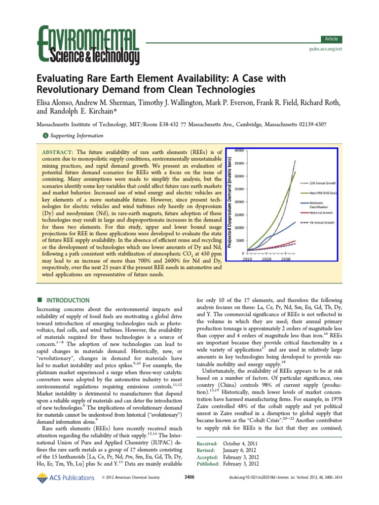 Evaluating Rare Earth Element Availability | PDF | Economic Growth ...