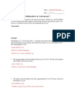 Mathematics in Astronomy Distance Calculations