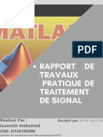 Rapport de Travaux Pratique de Traitement de Signal: Réaliser Par: Laaouich Mohamed CNE: H134193990