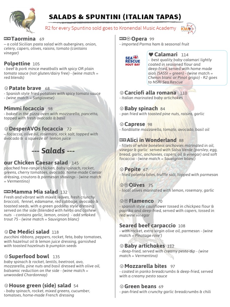 Massimos Menu | PDF | Pesto | Tomato Sauce