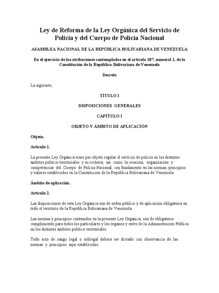 Reforma de la Ley Orgánica del Servicio Policial | PDF | Policía ...