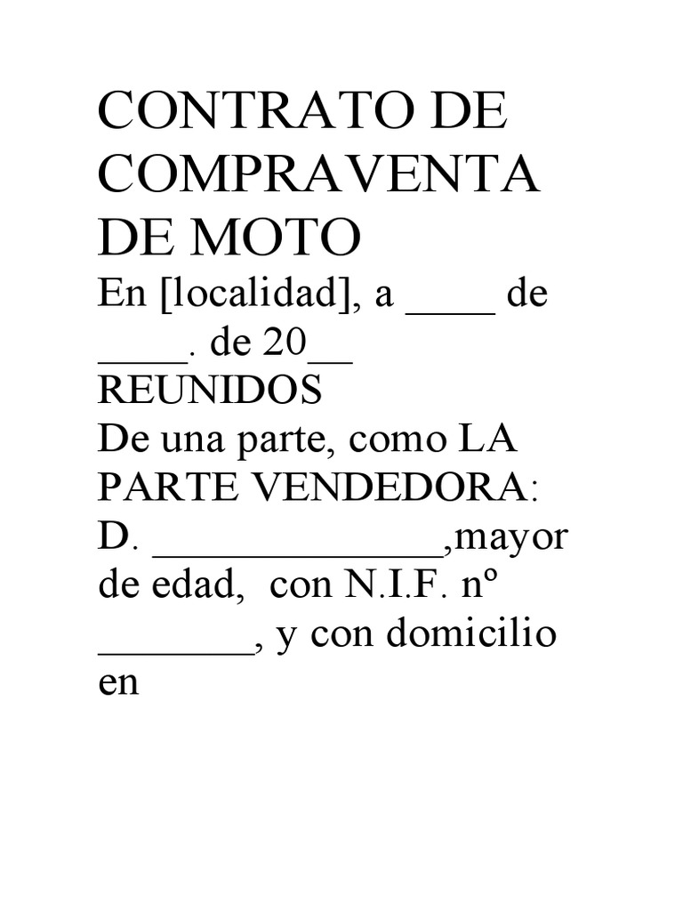 Contrato de Compraventa de Moto | PDF | Derecho civil (sistema legal ...