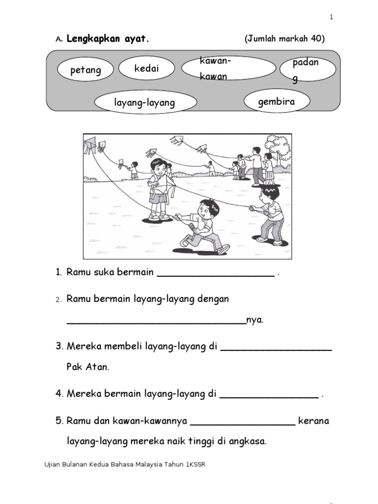 Soalan Penulisan Bahasa Melayu Tahun 1 Isaiahctzx