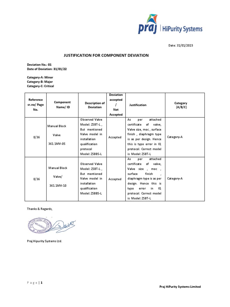 Component Deviation Justification Report | PDF | Technology & Engineering