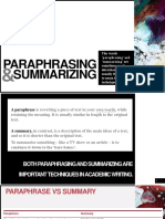 Paraphrasing and Summarizing