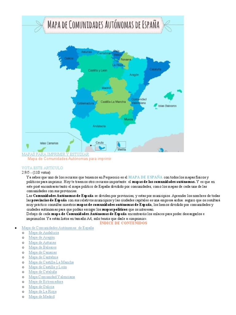 Mapa de Comunidades Autónomas | PDF | Islas Canarias | España