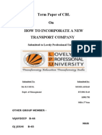 Term Paper of Corporate and Business Law How to Incorporate a New Transport Company
