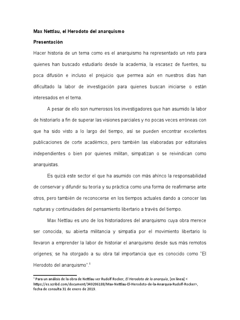 Max Nettlau PDF Anarquismo Socialismo libertario