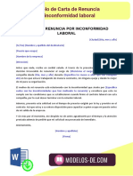 Modelo de Carta de Renuncia Por Inconformidad Laboral