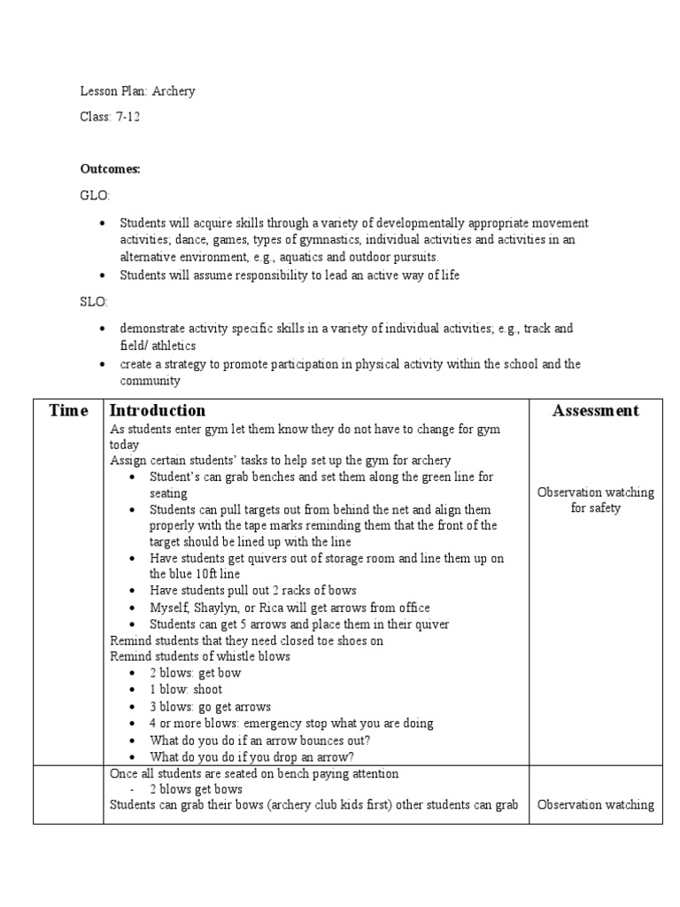 Archery Lesson PDF Archery Arrow