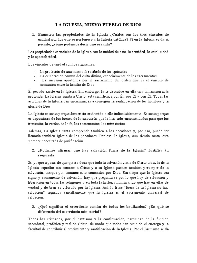Propiedades y Unidad de la Iglesia | PDF | Iglesia Católica | Cristo ...