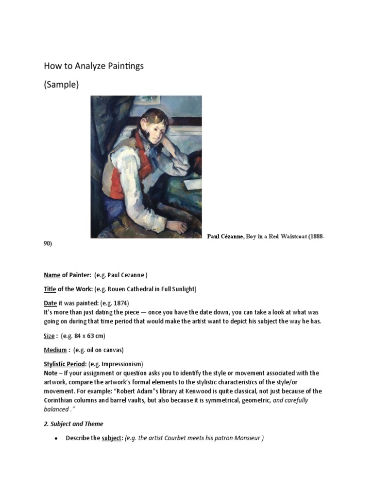 How To Analyse A Painting 1 PDF Paintings Composition (Visual Arts)