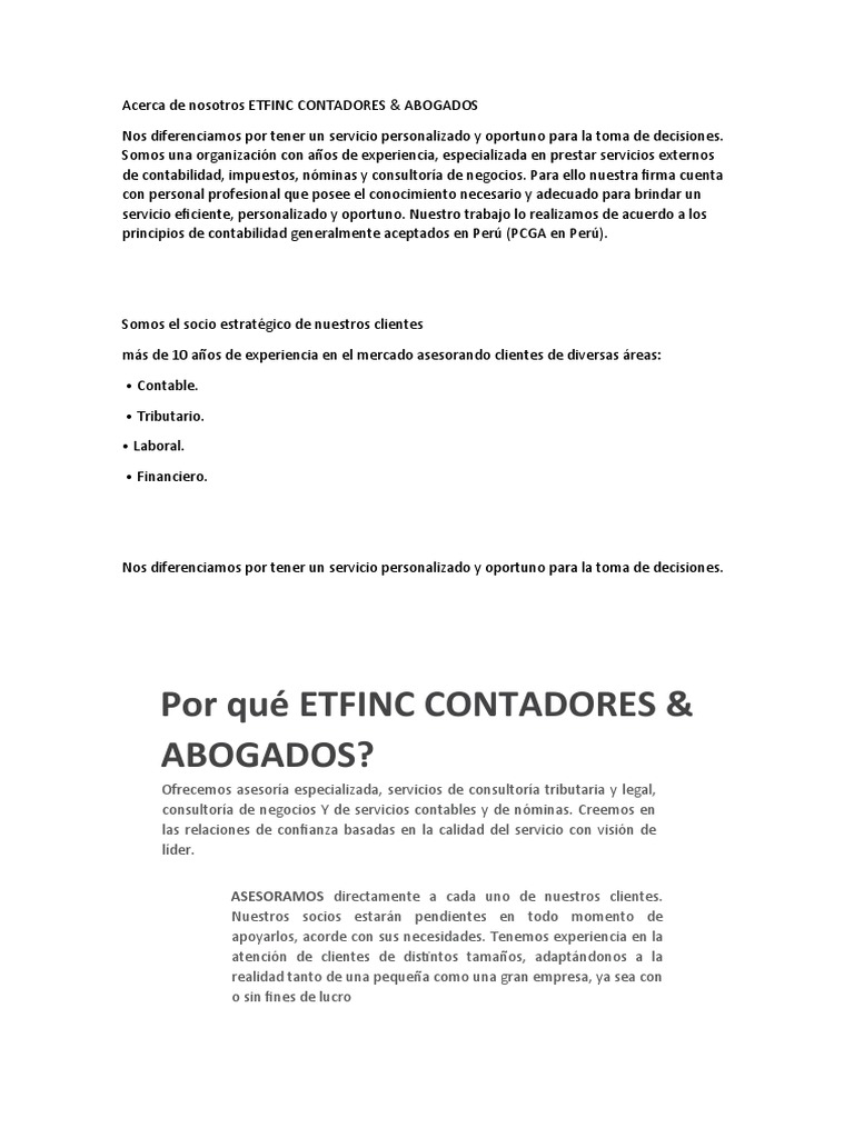 Servicios Contables y Legales en Perú | PDF | Contabilidad | Toma de ...