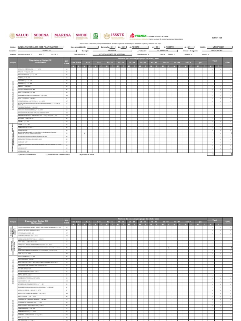 Formato SUIVE 2025 en PDF y Excel | PDF | Infección transmitida ...