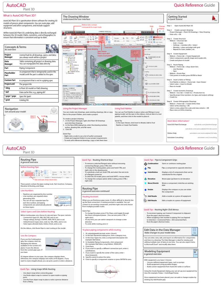 Autocad Plant3d Quick Reference Guide | PDF | Pump | Auto Cad