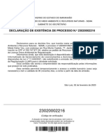 Declaração de processo SEMA sobre Licença Única Ambiental