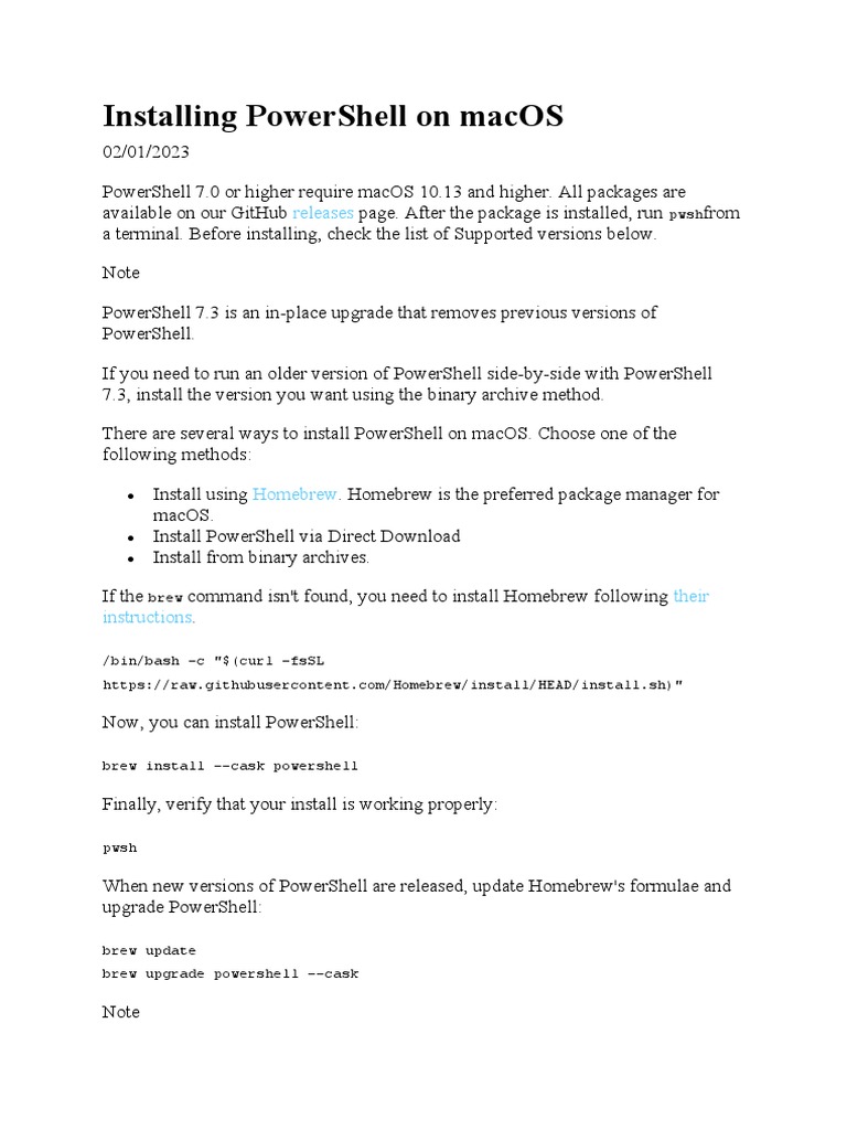 Installing powershell on macos pdf mac os computing platforms