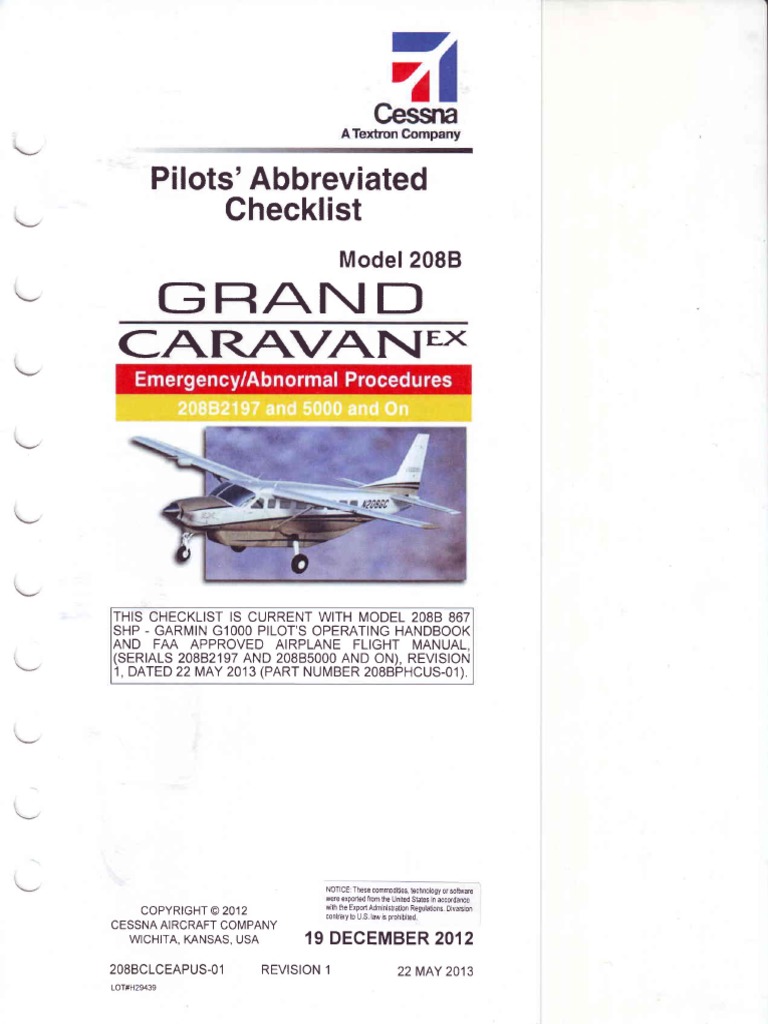 C-208B (Emergency, Abnormal Procedures) | PDF | Physical Sciences ...