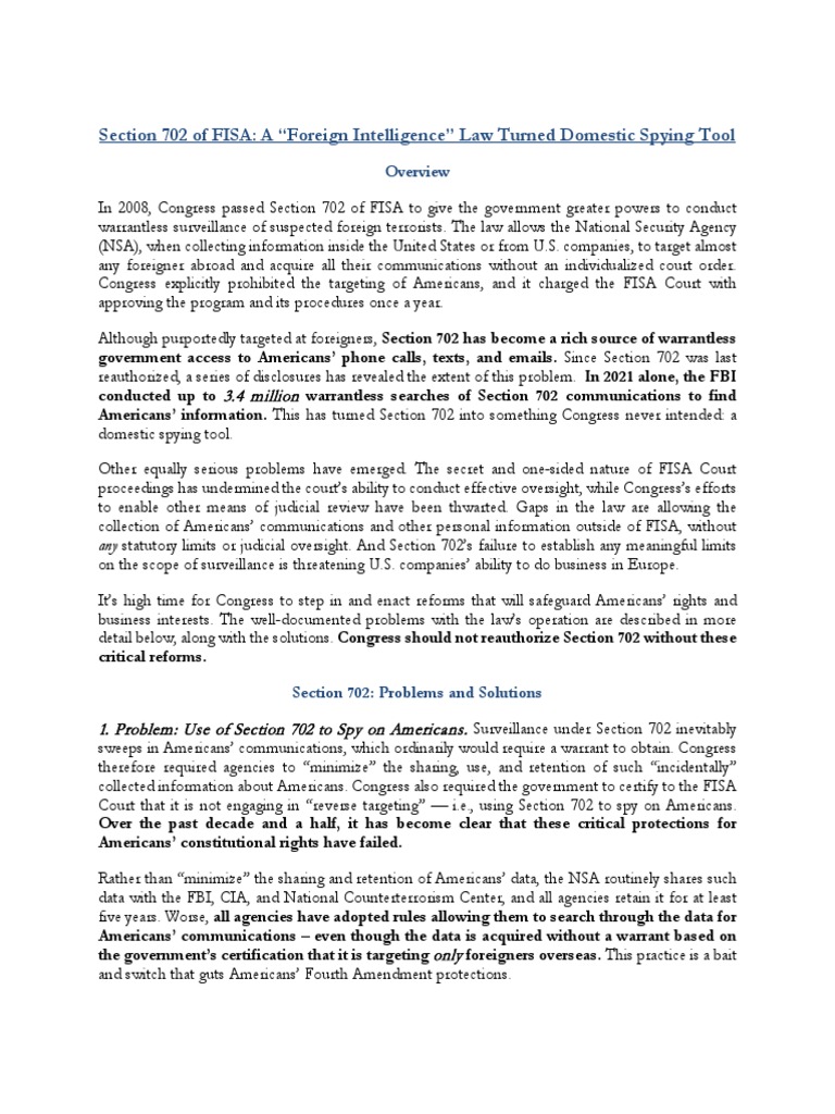 Section 702 Choice Act