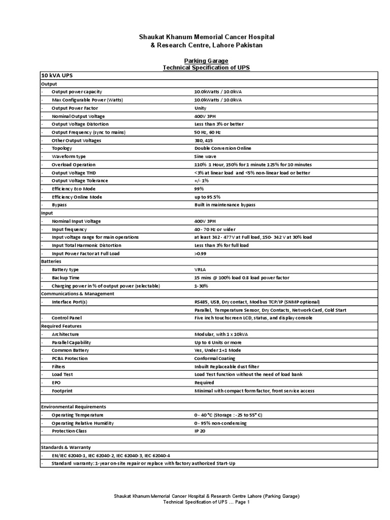 10 KVA UPS Spec | PDF | Electrical Engineering | Electromagnetism