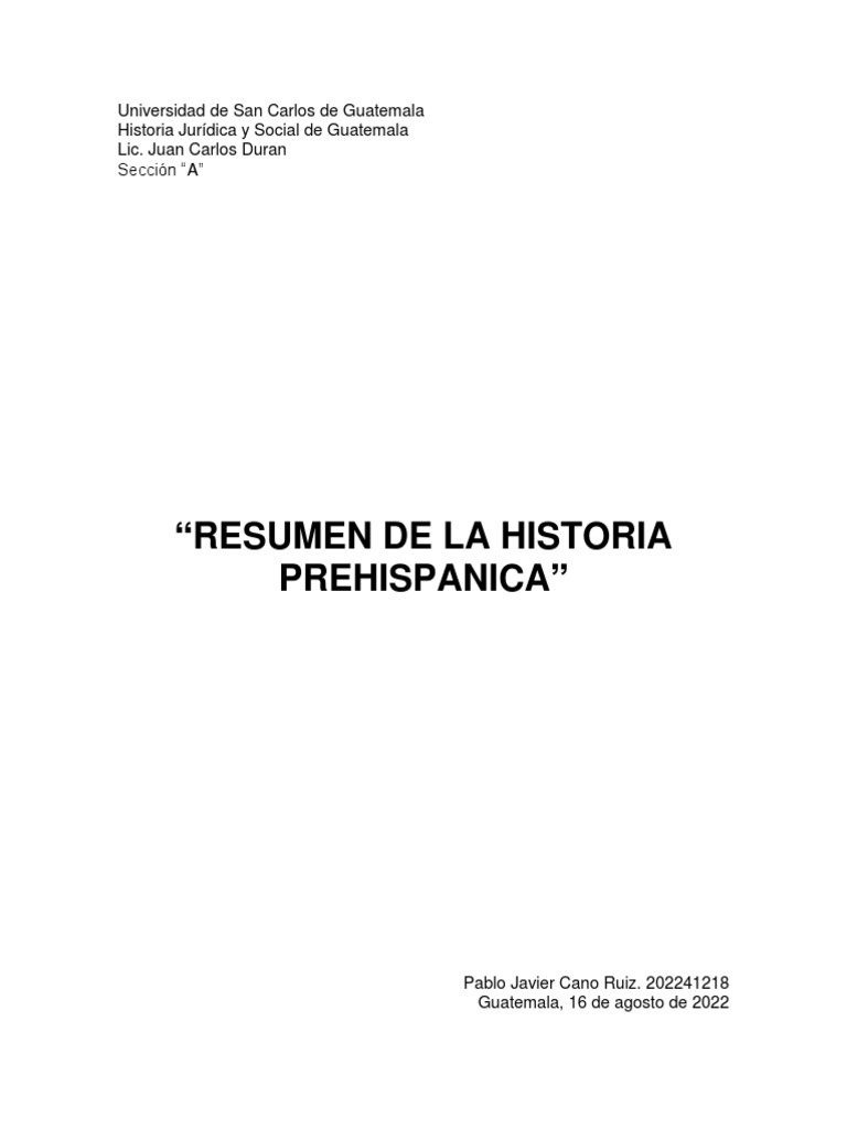 Historia Prehispanica Resumen Pdf Era Precolombina Américas