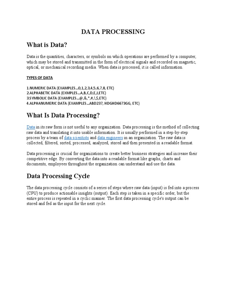 Computer Data Processing | Download Free PDF | Data | Input/Output