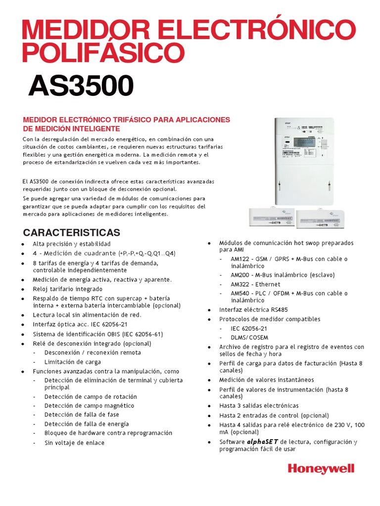 AS3500 Catálogo PDF Relé Corriente eléctrica